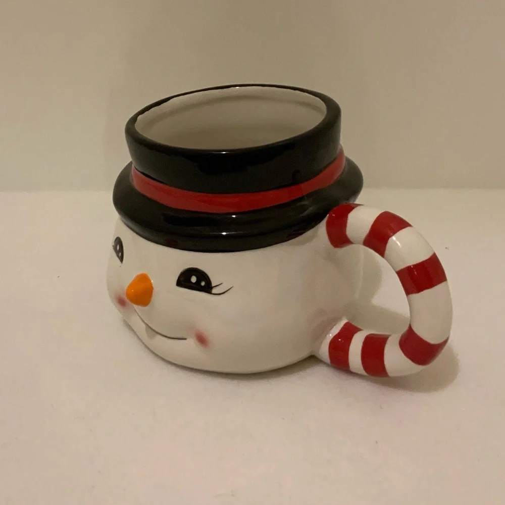 Snowman Mug with Candy Cane Handle